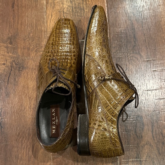 Mezlan Olive Crocodile Leather Oxfords main image 6